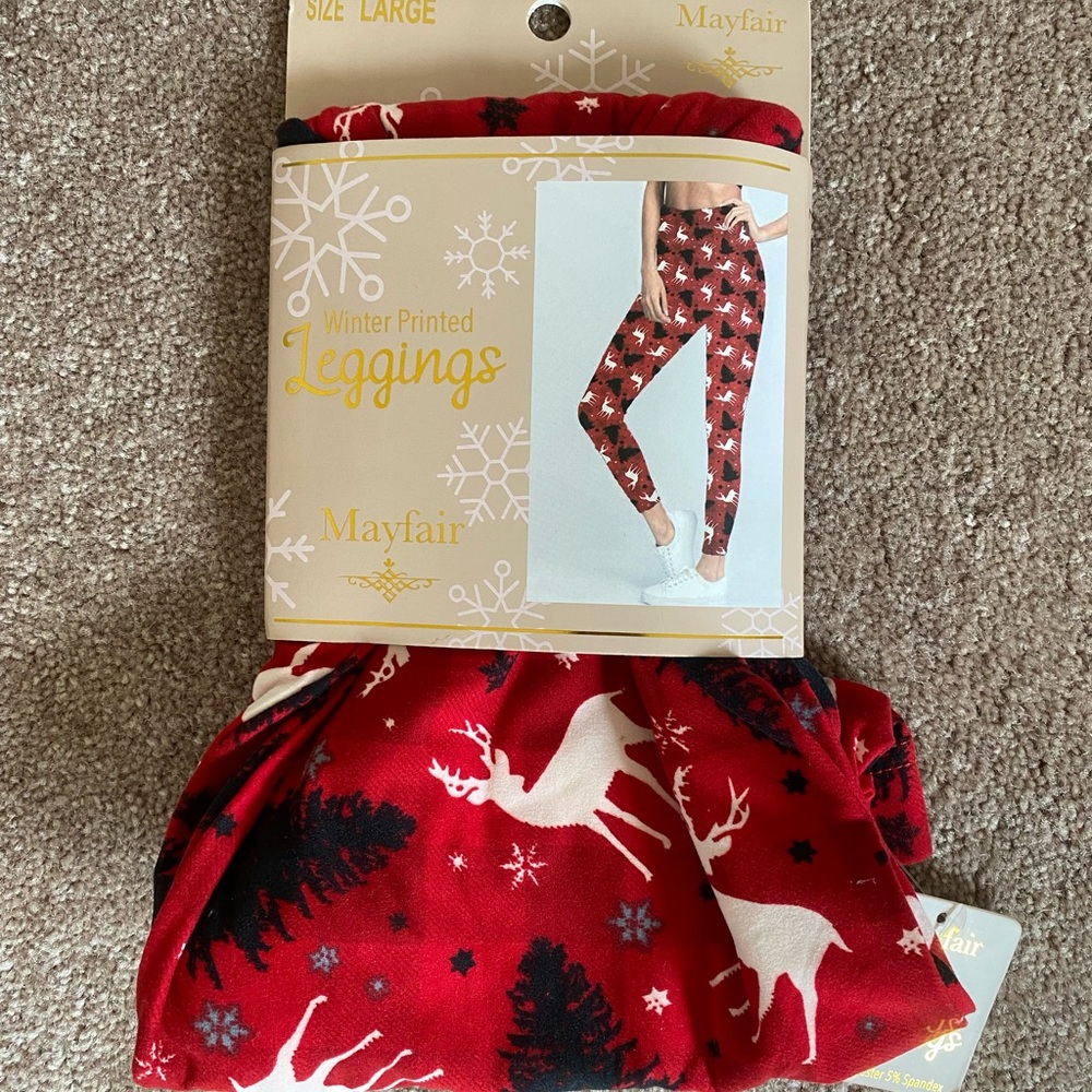 Mayfair Red Winter Printed Leggings